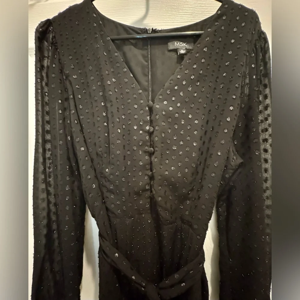MSK Black Chiffon Dot Pattern Maxi Dress - Size XL - EUC - Only Worn Once - Picture 4 of 10